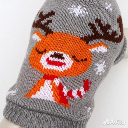 Свитер 'Олень на сером', 3XL (дс 46, ош 46, ог 38