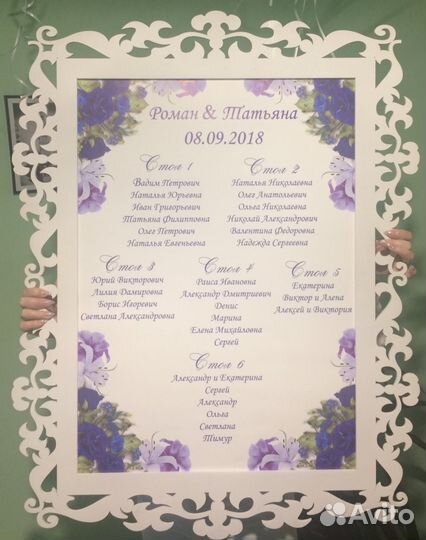 Мольберт с рамкой для плана рассадки гостей