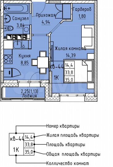 1-к. квартира, 35 м², 6/12 эт.