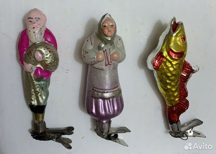 Елочные игрушки СССР одним лотом старуха, старик