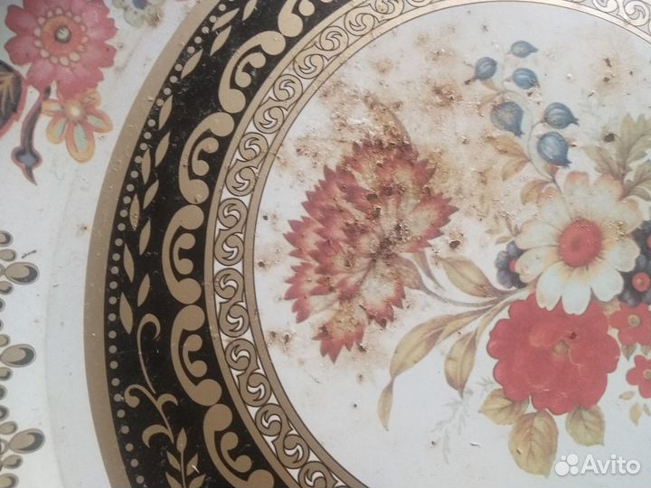 Поднос металлический. ссср. Роспись. Винтаж