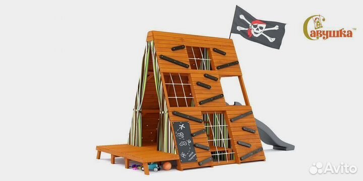 Детский спортивный комплекс с крышей для дачи