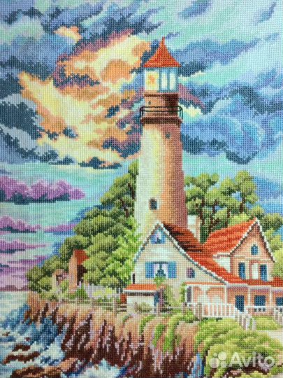 Маяк, Дельфины вышивка крестом