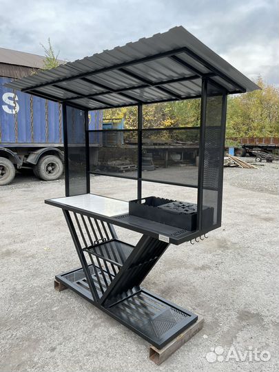 Мангал лофт с крышей