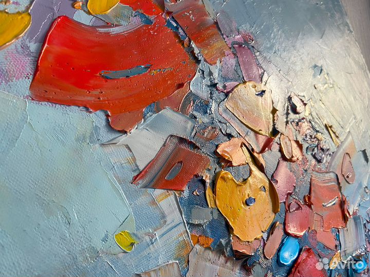 Большая картина маслом на холсте цветы