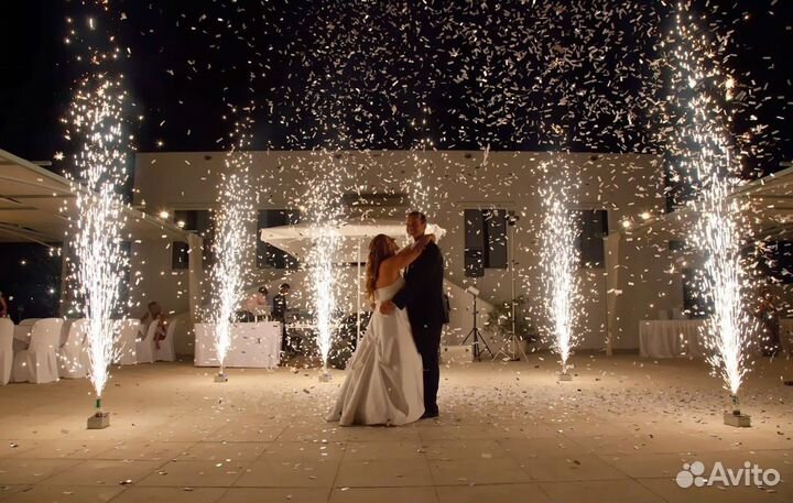 Тяжелый дым, спецэффекты, холодный фонтан, снег