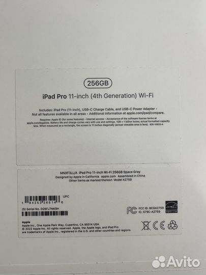 Apple iPad pro 11 m2 256 2022 (4gen) WiFi