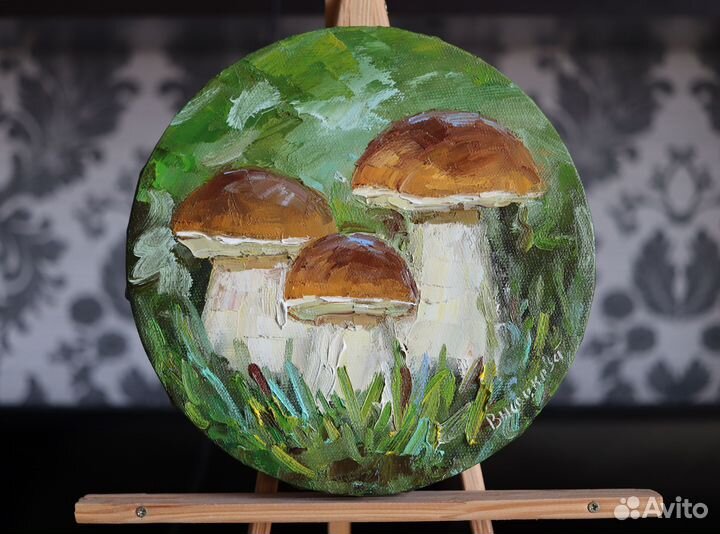 Картина маслом на холсте грибы