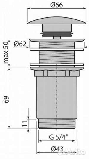 Донный клапан Alcaplast A395 Хром