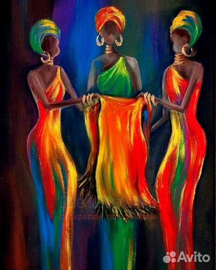 Алмазная мозаика 40x50 Африканские женщины в цветн
