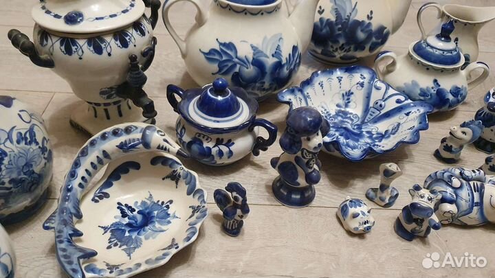 Гжель посуда фигурки