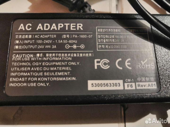 Блок питания 24V 3A, для тв LG или ноутбука