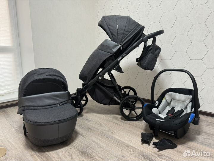 Коляска 3 в 1 riko nano PRO carbon (графит)