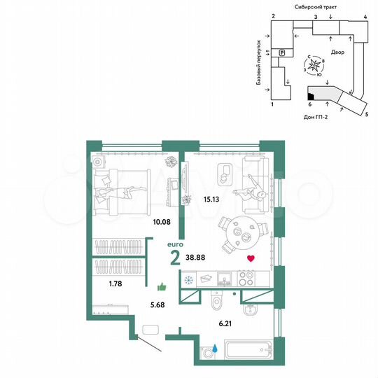 2-к. квартира, 38,9 м², 4/32 эт.