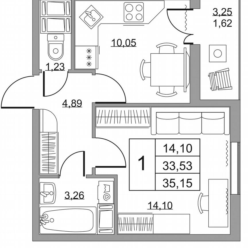 1-к. квартира, 35,2 м², 17/19 эт.