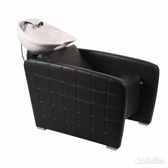 Парикмахерская мойка с глубокой белой раковиной