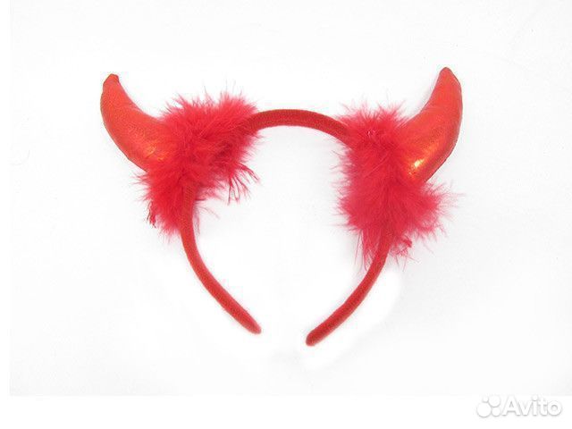 Рога блестящие красные на ободке, размер 22*20 см