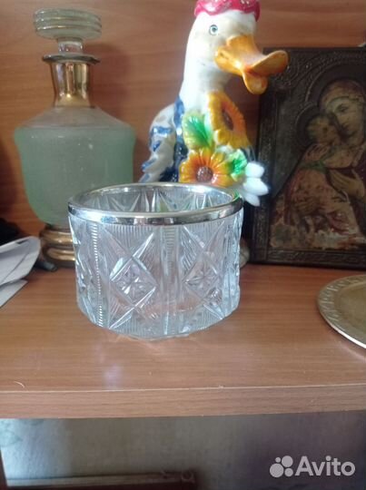 Конфетница СССР - хрусталь, мельхиор