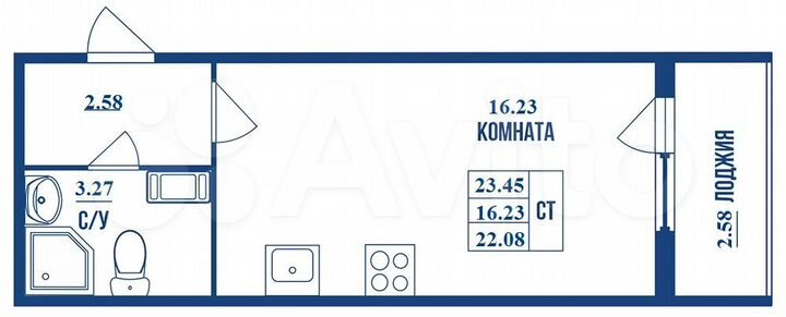 Квартира-студия, 23,5 м², 11/16 эт.