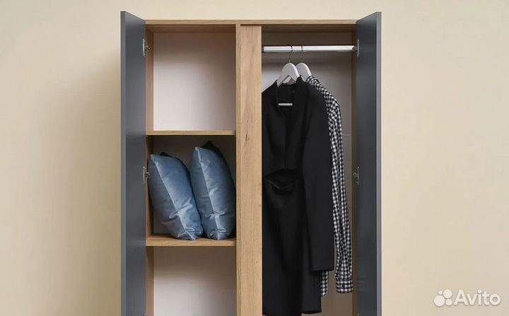 Хелен шк 01 Шкаф 2х створчатый графит и дуб