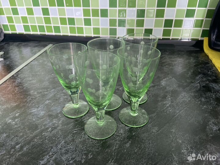 Хрустальные фужеры Рюмки Чайный сервиз Винтаж