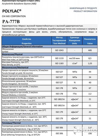 Абс (ABS) пластик со склада Polylac PA-777B