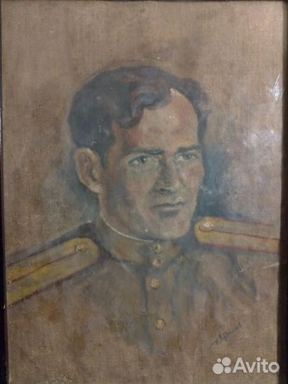 Старинный портрет масло/холст Подпись