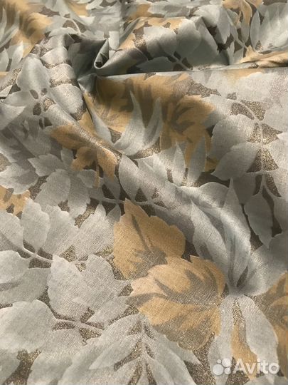 Винтажный хлопок с принтом листья, ткань СССР, 70е