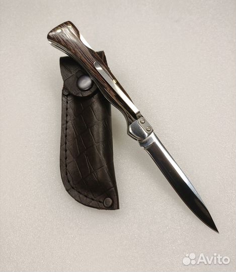 Нож складной с клипсой ручной работы Малец ножны в