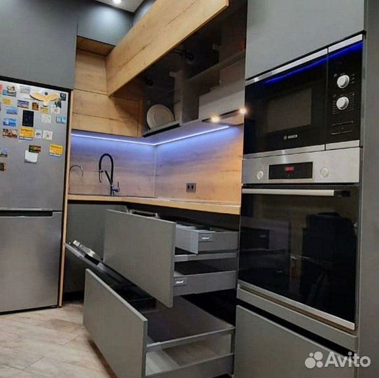 Кухня серая на заказ