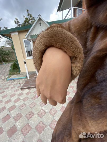 Шуба норковая с капюшоном