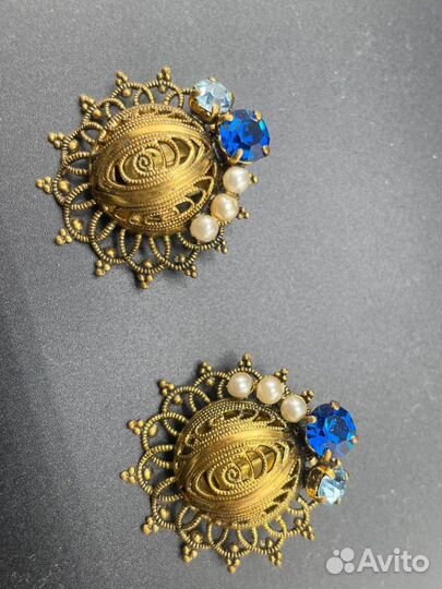 Винтажные серьги клипсы West Germany к броши