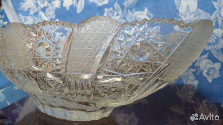 Ладья для фруктов хрустальная