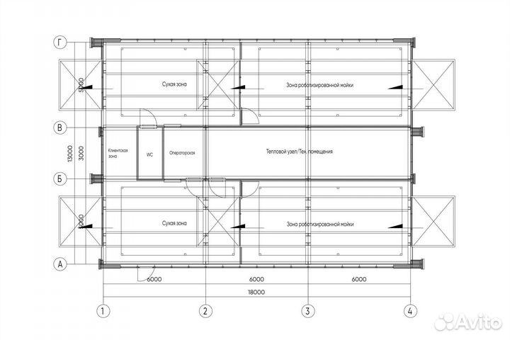 Модульное здание для робот-моек