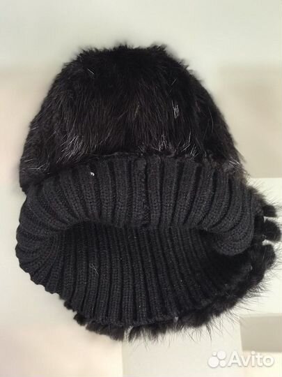 Новая Шапка вязанная с норкой