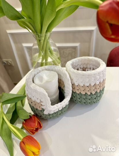 Набор корзин под ватные диски и палочки. Подарок