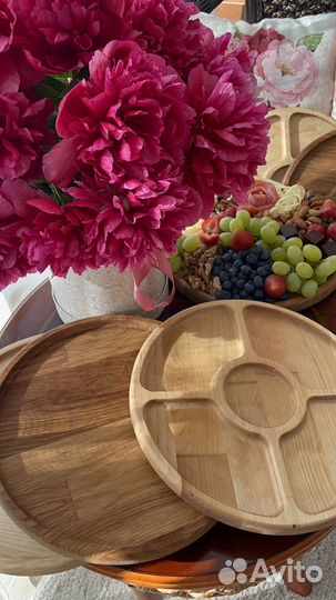 Менажница из дуба 28 см, подарок на Новый год