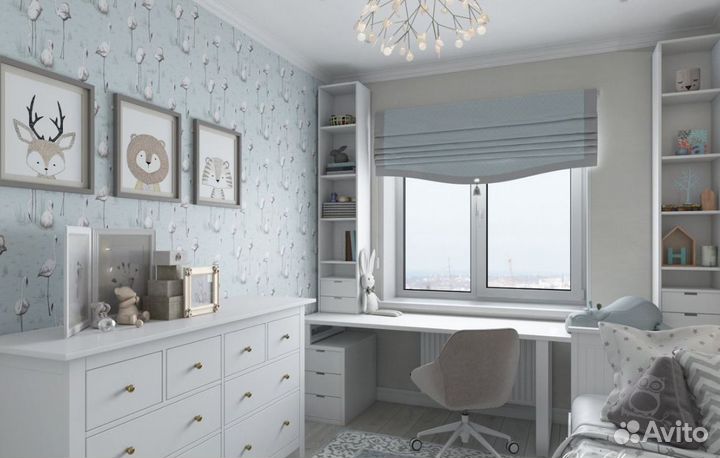 Рабочая зона у окна с шкафом