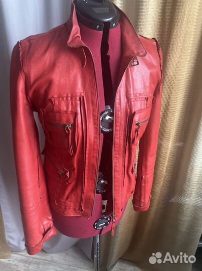 Куртка кожаная красная натуральная кожа