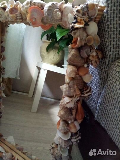 Зеркало из ракушек ручная работа