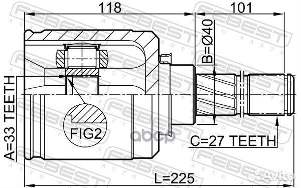 Шрус внутренний левый 33X40X27 0211J1020GLH Febest