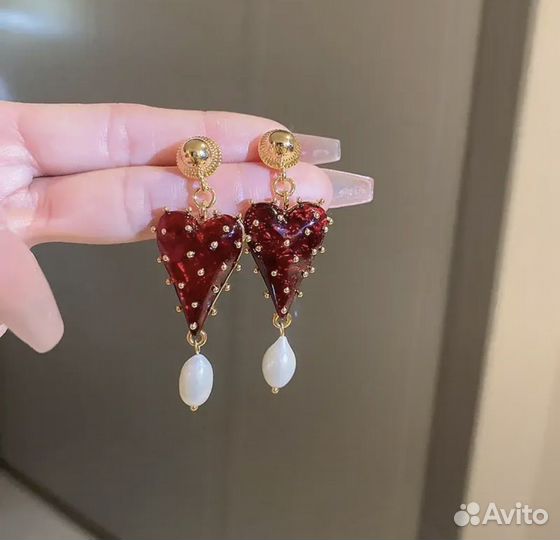 Красные серьги подвески