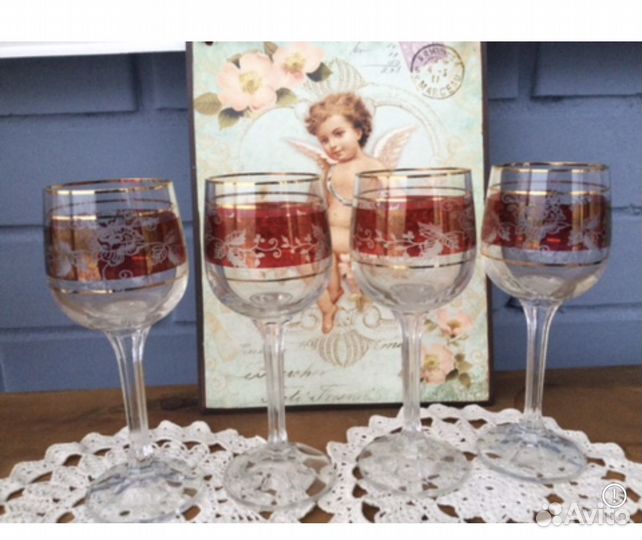 Рубиновое стекло ссср, кахла райские птицы винтаж