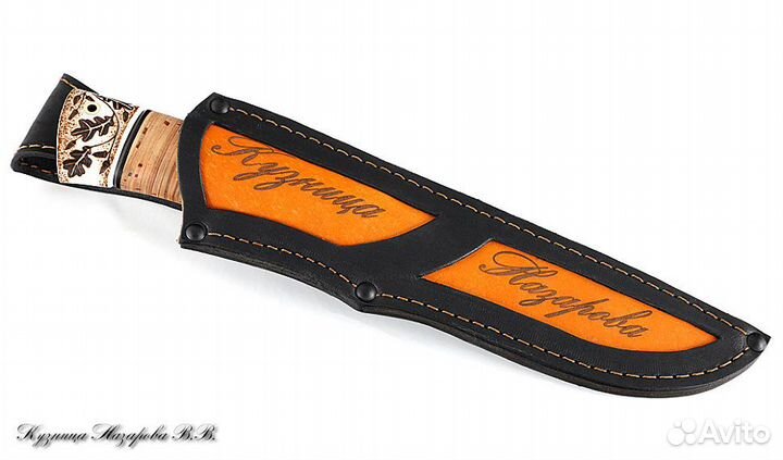 Авторский нож Овод Х12мф береста кость