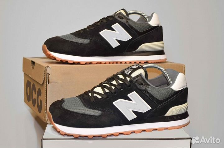 New Balance 574 (42-46, Черные, Актуальные)