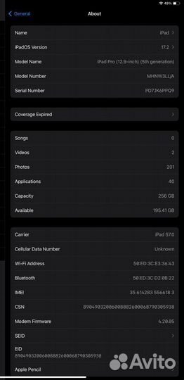 iPad pro 12.9 m1 256