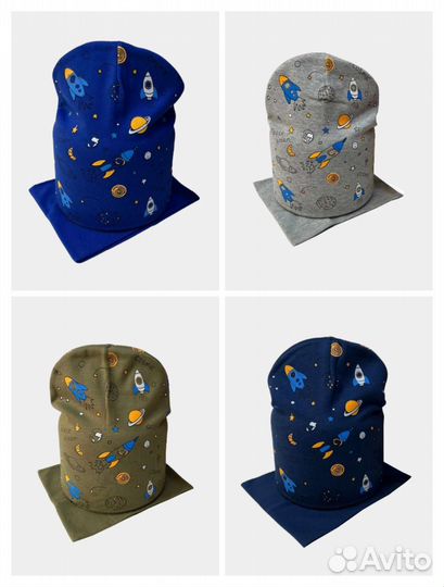 Детская шапка со снудом для мальчика на весну