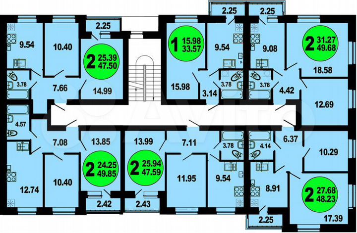 2-к. квартира, 49,9 м², 4/4 эт.