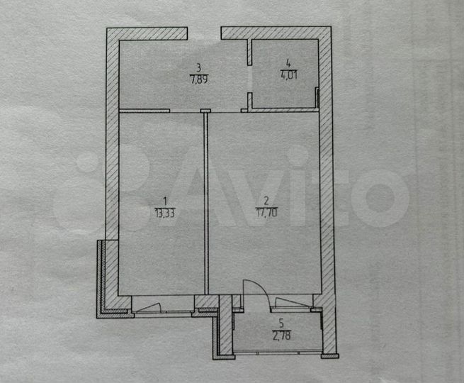 1-к. квартира, 44,8 м², 1/4 эт.