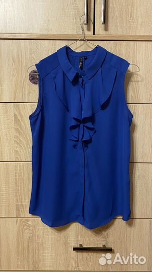 Блузка женская без рукавов oodji синяя